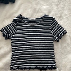striped crop top tee